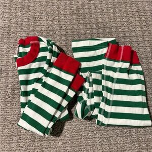 Hanna Andersson kid Striped Green and Red Kids Pajamas size 8